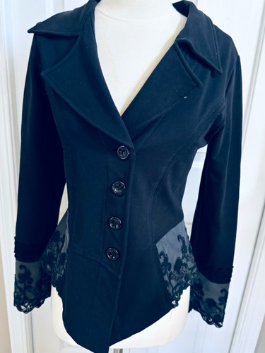 Women black button front - black,