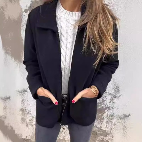 Lapel zipper jacket with - lapel,